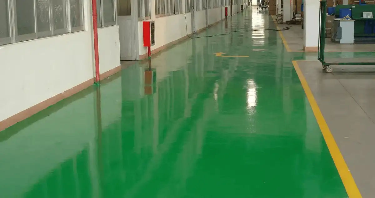 A factory floor professionally covered and marked with epoxy flooring in Memphis, TN